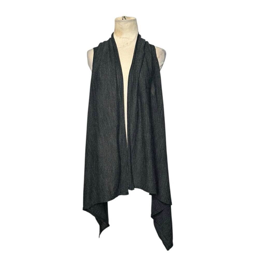 Gina Tricot gray asymmetric sleeveless open front cardigan size Small
